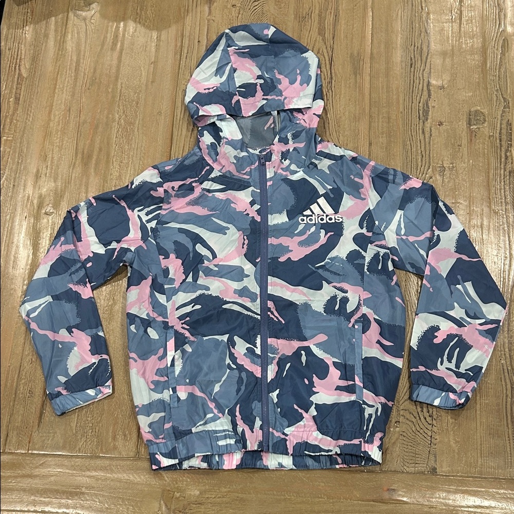 Adidas Kids Camouflage Windbreaker - Blue and Pink